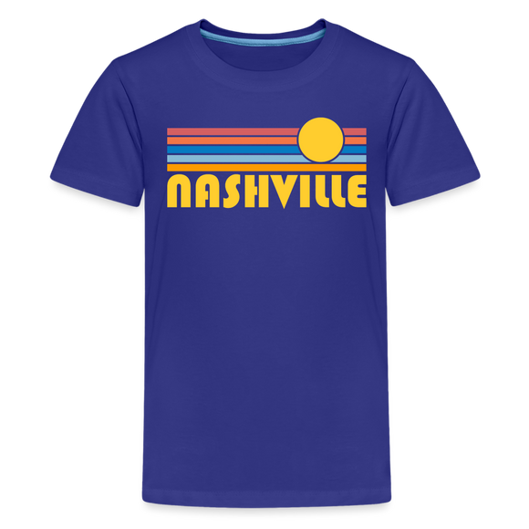 Nashville, Tennessee Youth Shirt - Retro Sunrise Nashville Kid's T-Shirt - royal blue