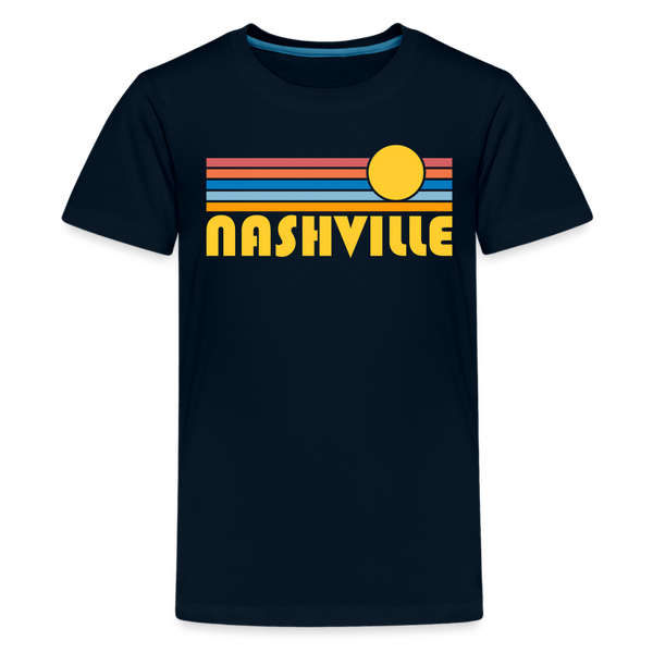 Nashville, Tennessee Youth Shirt - Retro Sunrise Nashville Kid's T-Shirt - deep navy