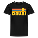 Dallas, Texas Youth Shirt - Retro Sunrise Dallas Kid's T-Shirt - black
