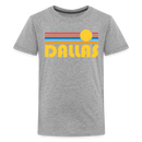 Dallas, Texas Youth Shirt - Retro Sunrise Dallas Kid's T-Shirt - heather gray