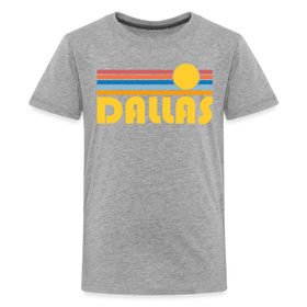Dallas, Texas Youth Shirt - Retro Sunrise Dallas Kid's T-Shirt - heather gray