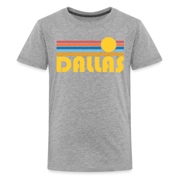 Dallas, Texas Youth Shirt - Retro Sunrise Dallas Kid's T-Shirt - heather gray