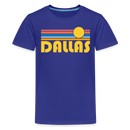 Dallas, Texas Youth Shirt - Retro Sunrise Dallas Kid's T-Shirt - royal blue