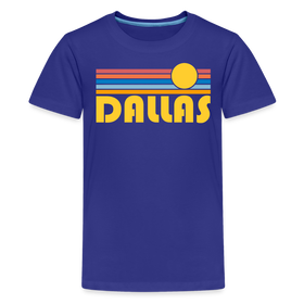 Dallas, Texas Youth Shirt - Retro Sunrise Dallas Kid's T-Shirt - royal blue