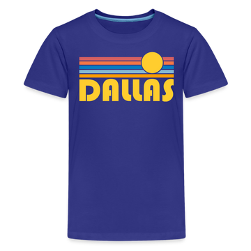 Dallas, Texas Youth Shirt - Retro Sunrise Dallas Kid's T-Shirt - royal blue