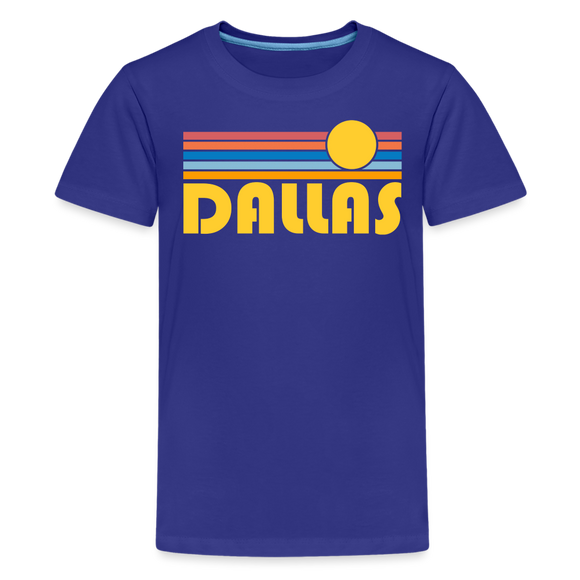 Dallas, Texas Youth Shirt - Retro Sunrise Dallas Kid's T-Shirt - royal blue