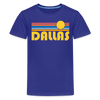 Dallas, Texas Youth Shirt - Retro Sunrise Dallas Kid's T-Shirt - royal blue