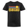 Dallas, Texas Youth Shirt - Retro Sunrise Dallas Kid's T-Shirt - charcoal grey