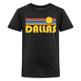 Dallas, Texas Youth Shirt - Retro Sunrise Dallas Kid's T-Shirt - charcoal grey