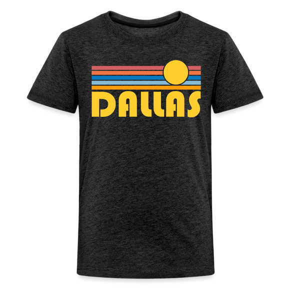Dallas, Texas Youth Shirt - Retro Sunrise Dallas Kid's T-Shirt - charcoal grey