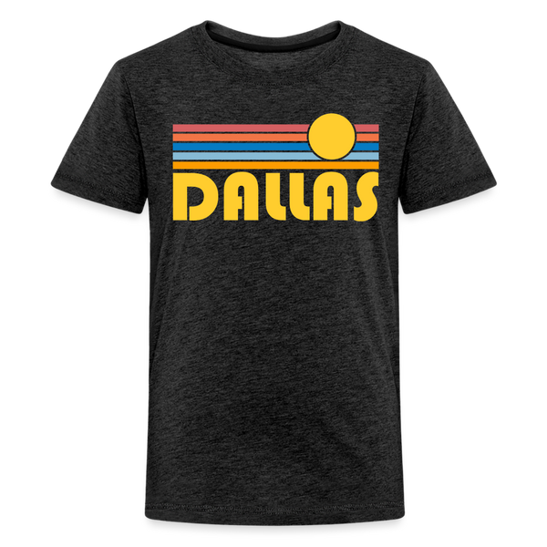 Dallas, Texas Youth Shirt - Retro Sunrise Dallas Kid's T-Shirt - charcoal grey