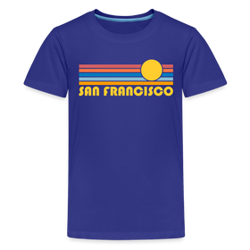 San Francisco, California Youth Shirt - Retro Sunrise San Francisco Kid's T-Shirt - royal blue