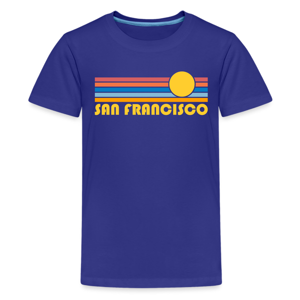 San Francisco, California Youth Shirt - Retro Sunrise San Francisco Kid's T-Shirt - royal blue