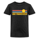 San Francisco, California Youth Shirt - Retro Sunrise San Francisco Kid's T-Shirt - charcoal grey