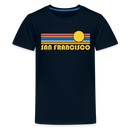 San Francisco, California Youth Shirt - Retro Sunrise San Francisco Kid's T-Shirt - deep navy