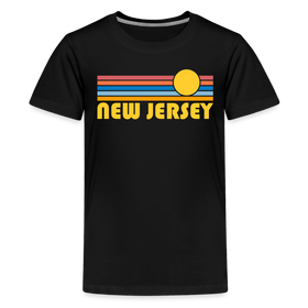 New Jersey Youth Shirt - Retro Sunrise New Jersey Kid's T-Shirt - black