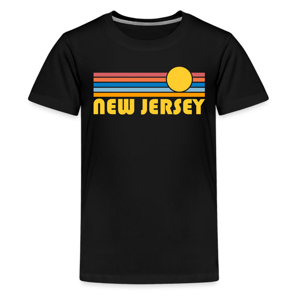 New Jersey Youth Shirt - Retro Sunrise New Jersey Kid's T-Shirt - black