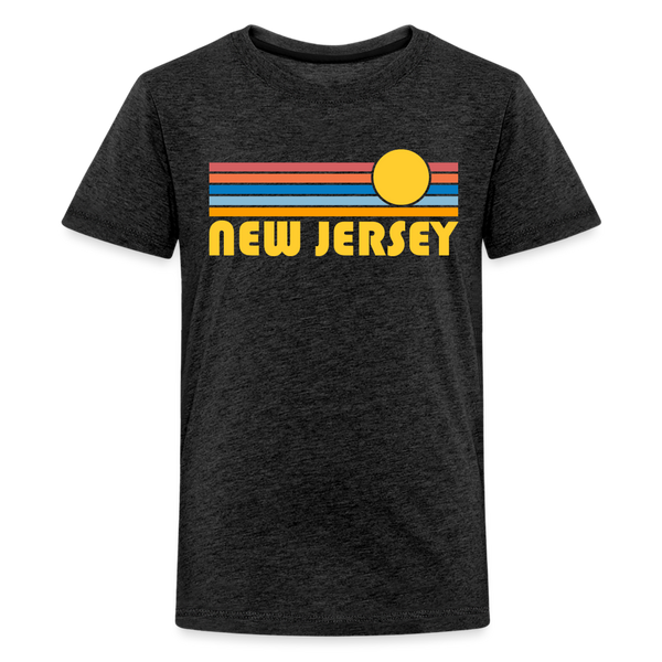 New Jersey Youth Shirt - Retro Sunrise New Jersey Kid's T-Shirt - charcoal grey