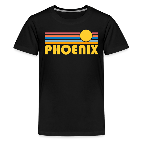Phoenix, Arizona Youth Shirt - Retro Sunrise Phoenix Kid's T-Shirt - black
