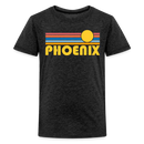 Phoenix, Arizona Youth Shirt - Retro Sunrise Phoenix Kid's T-Shirt - charcoal grey