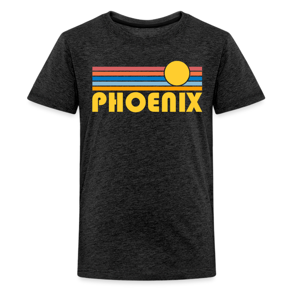 Phoenix, Arizona Youth Shirt - Retro Sunrise Phoenix Kid's T-Shirt - charcoal grey