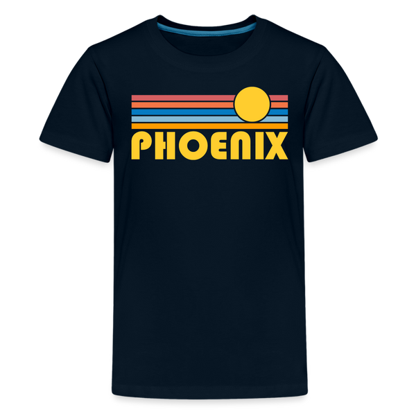 Phoenix, Arizona Youth Shirt - Retro Sunrise Phoenix Kid's T-Shirt - deep navy