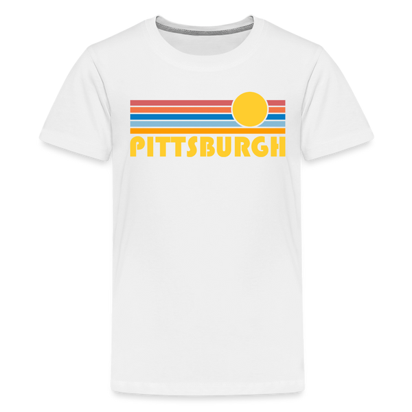Pittsburgh, Pennsylvania Youth Shirt - Retro Sunrise Pittsburgh Kid's T-Shirt - white