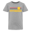Pittsburgh, Pennsylvania Youth Shirt - Retro Sunrise Pittsburgh Kid's T-Shirt - heather gray