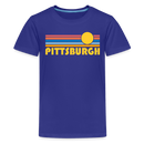 Pittsburgh, Pennsylvania Youth Shirt - Retro Sunrise Pittsburgh Kid's T-Shirt - royal blue