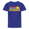 Pittsburgh, Pennsylvania Youth Shirt - Retro Sunrise Pittsburgh Kid's T-Shirt - royal blue