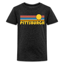 Pittsburgh, Pennsylvania Youth Shirt - Retro Sunrise Pittsburgh Kid's T-Shirt - charcoal grey