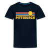 Pittsburgh, Pennsylvania Youth Shirt - Retro Sunrise Pittsburgh Kid's T-Shirt - deep navy