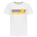 Salt Lake City, Utah Youth Shirt - Retro Sunrise Salt Lake City Kid's T-Shirt - white