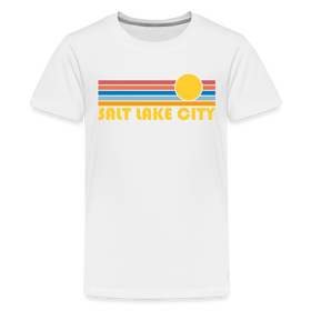 Salt Lake City, Utah Youth Shirt - Retro Sunrise Salt Lake City Kid's T-Shirt - white