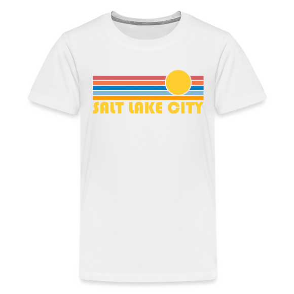 Salt Lake City, Utah Youth Shirt - Retro Sunrise Salt Lake City Kid's T-Shirt - white