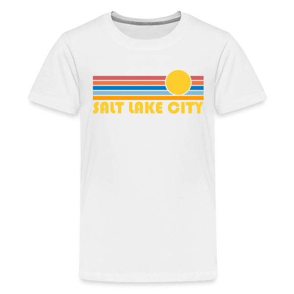 Salt Lake City, Utah Youth Shirt - Retro Sunrise Salt Lake City Kid's T-Shirt - white