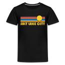 Salt Lake City, Utah Youth Shirt - Retro Sunrise Salt Lake City Kid's T-Shirt - black