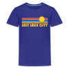 Salt Lake City, Utah Youth Shirt - Retro Sunrise Salt Lake City Kid's T-Shirt - royal blue
