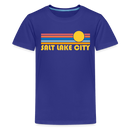 Salt Lake City, Utah Youth Shirt - Retro Sunrise Salt Lake City Kid's T-Shirt - royal blue