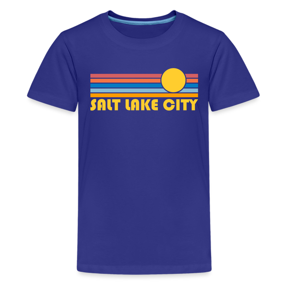 Salt Lake City, Utah Youth Shirt - Retro Sunrise Salt Lake City Kid's T-Shirt - royal blue