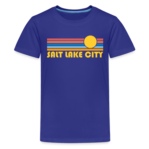 Salt Lake City, Utah Youth Shirt - Retro Sunrise Salt Lake City Kid's T-Shirt - royal blue