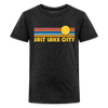 Salt Lake City, Utah Youth Shirt - Retro Sunrise Salt Lake City Kid's T-Shirt - charcoal grey