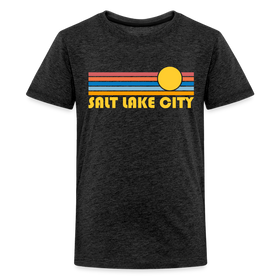 Salt Lake City, Utah Youth Shirt - Retro Sunrise Salt Lake City Kid's T-Shirt - charcoal grey