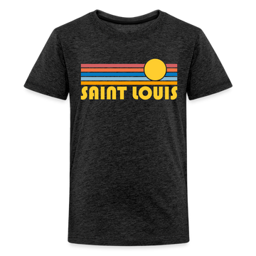 St. Louis, Missouri Youth Shirt - Retro Sunrise St. Louis Kid's T-Shirt - charcoal grey