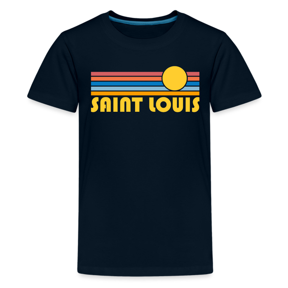 St. Louis, Missouri Youth Shirt - Retro Sunrise St. Louis Kid's T-Shirt - deep navy