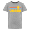 Omaha, Nebraska Youth Shirt - Retro Sunrise Omaha Kid's T-Shirt - heather gray