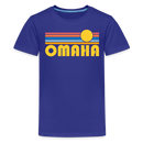 Omaha, Nebraska Youth Shirt - Retro Sunrise Omaha Kid's T-Shirt - royal blue