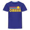 Omaha, Nebraska Youth Shirt - Retro Sunrise Omaha Kid's T-Shirt - royal blue