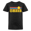 Omaha, Nebraska Youth Shirt - Retro Sunrise Omaha Kid's T-Shirt - charcoal grey