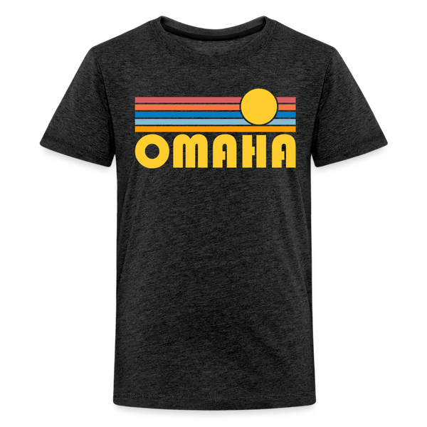 Omaha, Nebraska Youth Shirt - Retro Sunrise Omaha Kid's T-Shirt - charcoal grey
